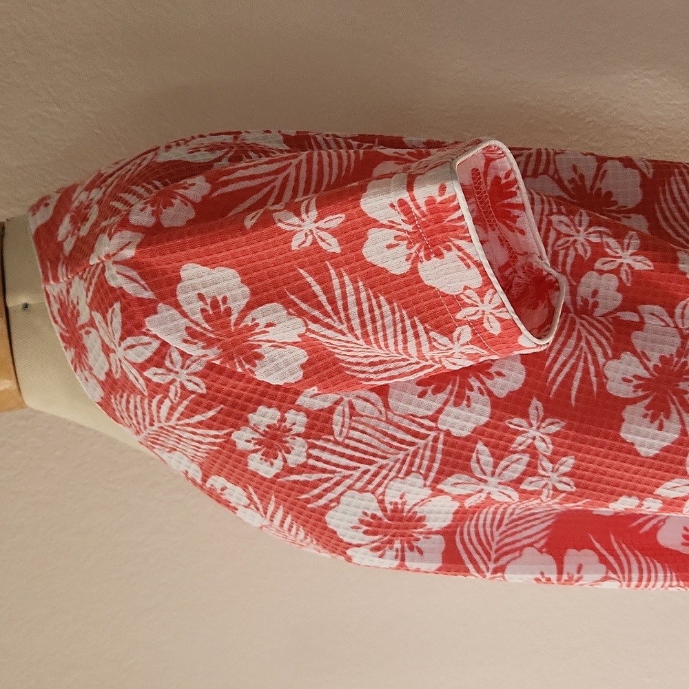 Coral Bay Zip Up Pool Swim Bathing Suit Coverup Womens Size Small Floral Coral - Picture 5 of 12